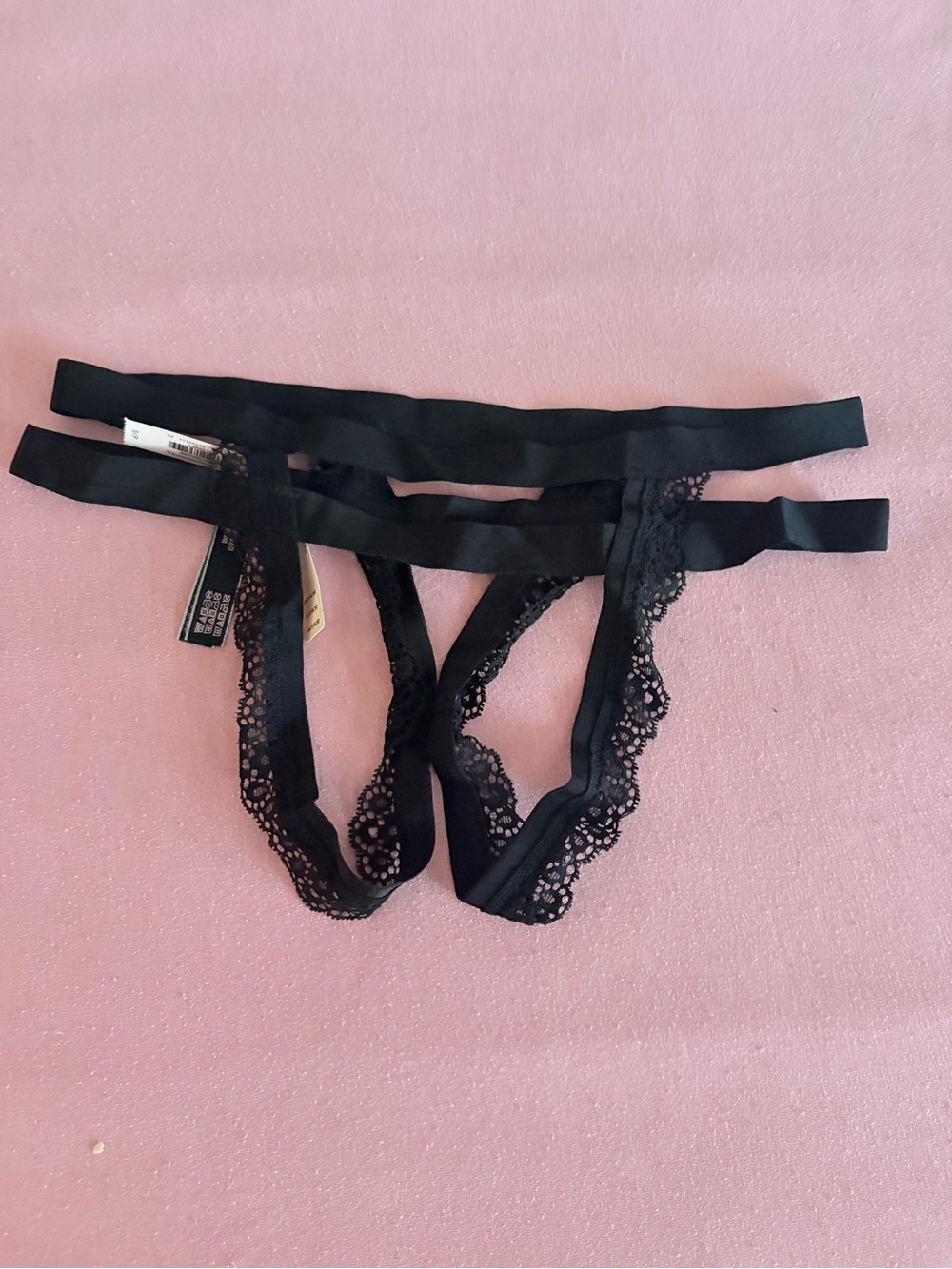 Victoria's Secret Black Lace Strappy Thong Panty